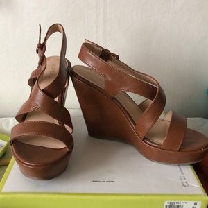 Brown wedges worn twice